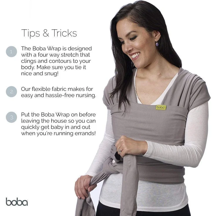 Boba Baby Tragetuch Neugeborene - Purple - Elastisches Babytragetuch und Stilltuch für Unterwegs - Einfach zu binden - Babytrage Neugeborene ab Geburt bis 16kg – Bild 6