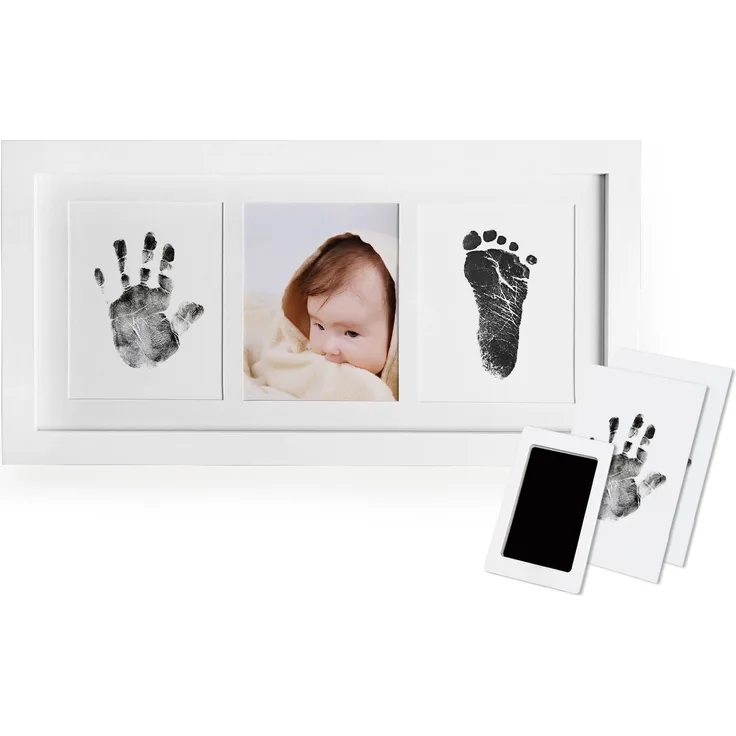 Norjews Baby Handabdruck und Fußabdruck Fotoalbum mit Zwei"CleanTouch" Stempelkissen und Vier Druckkarten - Babyhaut kommt nicht mit Farbe in Berührung, Das ideale Babyparty Geschenk