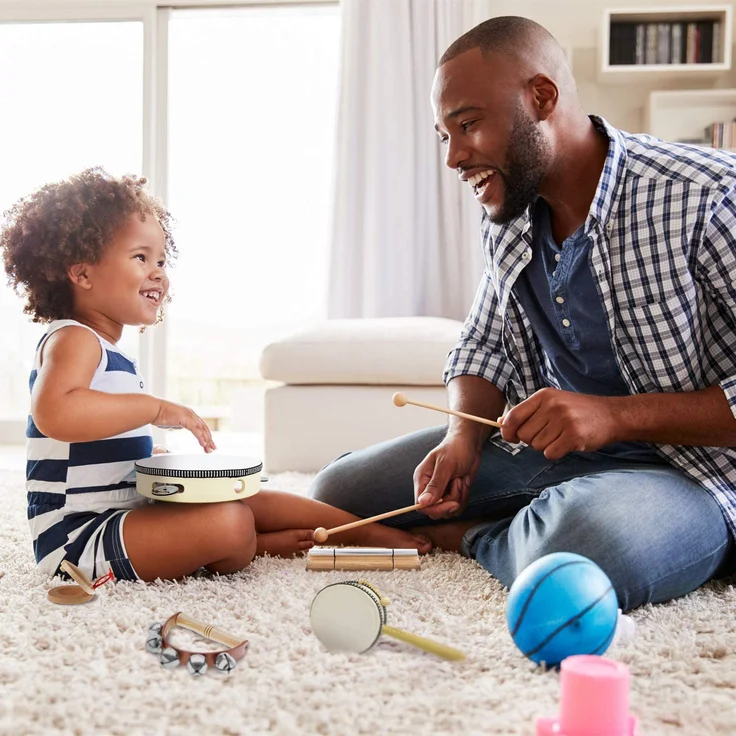 Stoie's Musikinstrumente für Kinder - Kinderspielzeug ab 3 Jahre - Spielzeug von Holz Percussion Kinder Schlagzeug Set -Trommel Rasseleier Klanghölzer -Baby Musikspielzeug kinderschlagzeug instrumente – Bild 3