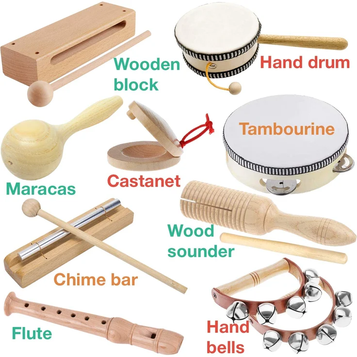 Stoie's Musikinstrumente für Kinder - Kinderspielzeug ab 3 Jahre - Spielzeug von Holz Percussion Kinder Schlagzeug Set -Trommel Rasseleier Klanghölzer -Baby Musikspielzeug kinderschlagzeug instrumente – Bild 2