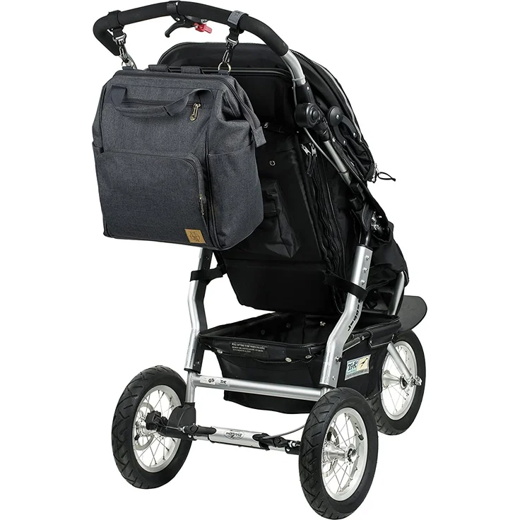 LÄSSIG Baby Wickelrucksack Wickeltasche inkl. Wickelzubehör nachhaltig produziert/Goldie Backpack, anthrazit – Bild 5