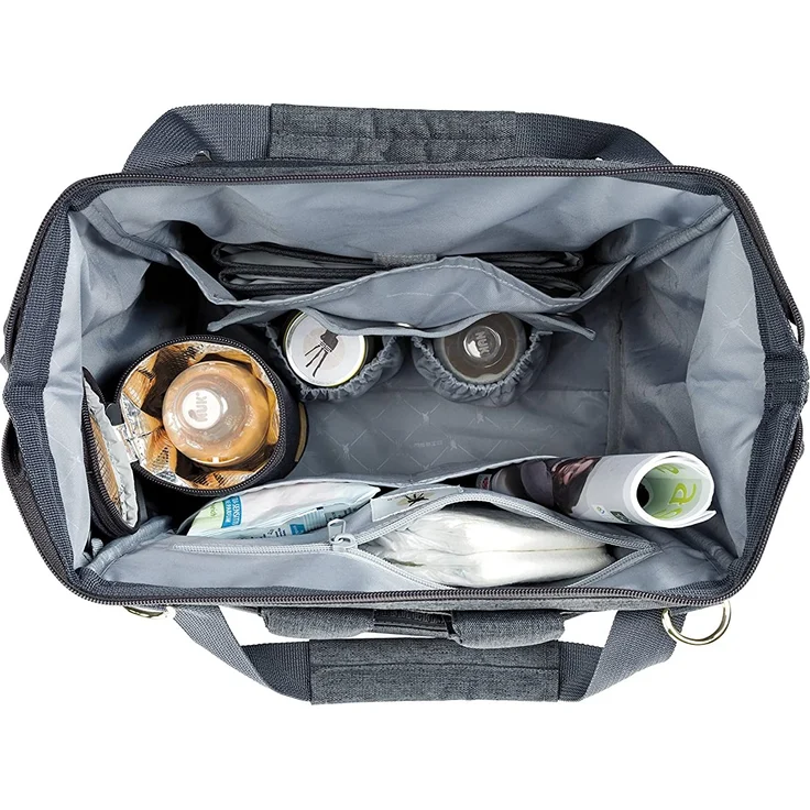 LÄSSIG Baby Wickelrucksack Wickeltasche inkl. Wickelzubehör nachhaltig produziert/Goldie Backpack, anthrazit – Bild 3