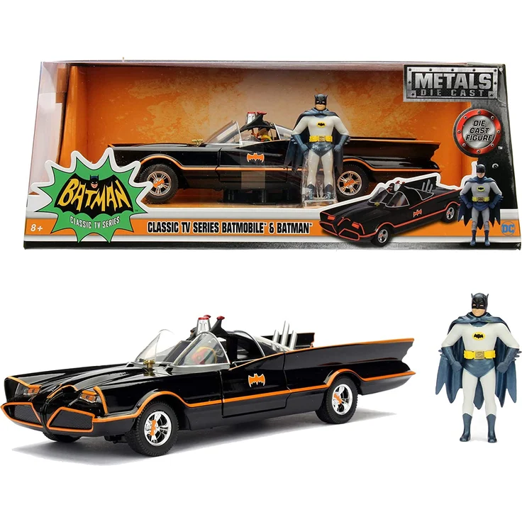Jada Toys 253215001 Batmóvil coche Metal Serie TV Con Figura 1:24 1966 Classic Batmobil, Auto, Spielzeugauto aus Die-cast, öffnende Türen, inkl. Batman cast & Robin Figur, schwarz – Bild 7