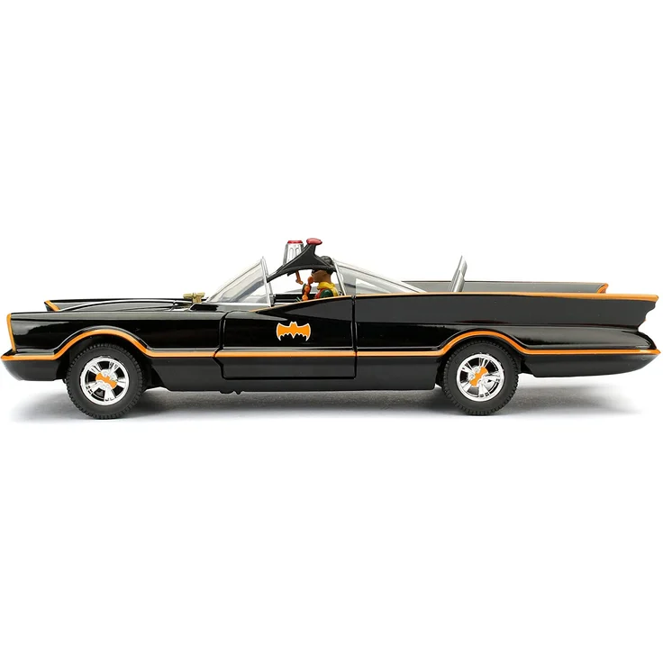 Jada Toys 253215001 Batmóvil coche Metal Serie TV Con Figura 1:24 1966 Classic Batmobil, Auto, Spielzeugauto aus Die-cast, öffnende Türen, inkl. Batman cast & Robin Figur, schwarz – Bild 9