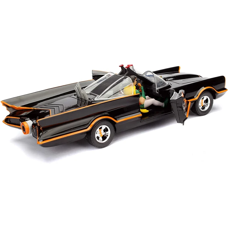 Jada Toys 253215001 Batmóvil coche Metal Serie TV Con Figura 1:24 1966 Classic Batmobil, Auto, Spielzeugauto aus Die-cast, öffnende Türen, inkl. Batman cast & Robin Figur, schwarz – Bild 16