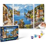 Schipper 609260818 Malen nach Zahlen, Lago Romantico - Bilder malen für Erwachsene, inklusive Pinsel und Acrylfarben, Triptychon, 50 x 80 cm