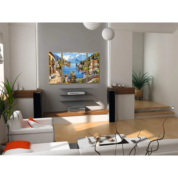 Schipper 609260818 Malen nach Zahlen, Lago Romantico - Bilder malen für Erwachsene, inklusive Pinsel und Acrylfarben, Triptychon, 50 x 80 cm – Bild 5