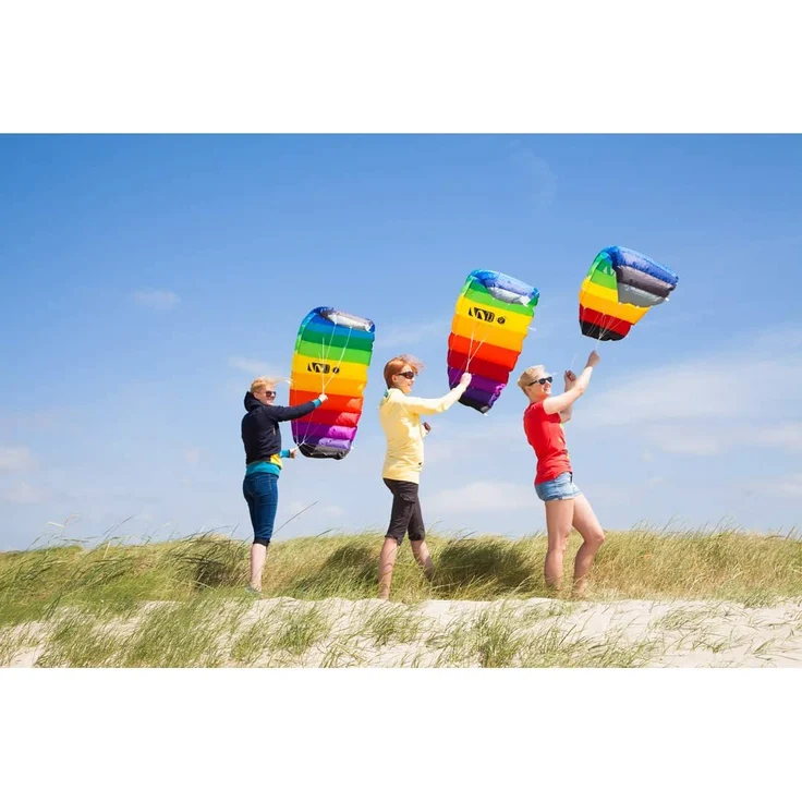 HQ 11768450 - Symphony Beach III 2.2 Rainbow, Zweileiner Lenkmatten, ab 14 Jahren, 73x220cm, inkl. 100 kp Dyneemaschnüre 2x25m auf Winder mit Schlaufen, 2-6 Beaufort – Bild 6
