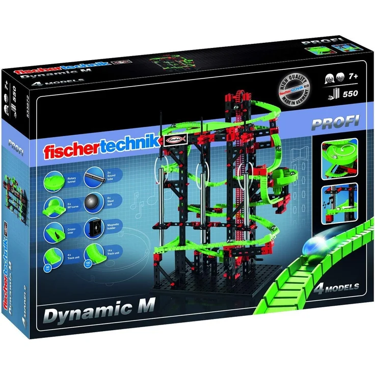 fischertechnik 533872 Kugelbahn Dynamic M mit Kettenaufzug und Klangrohren - für Kinder ab 7 Jahren - 4 spannende Kugelbahn-Modelle – Bild 2