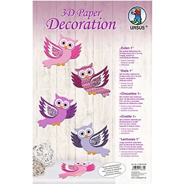 Ludwig Bähr Bastelset 3D Paper Decoration Eulen I