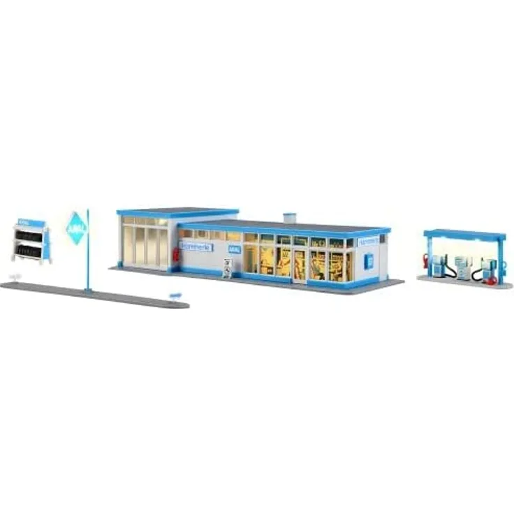 Historisk ARAL tankstation inkl. LED-belysning H0 Kibri 38544