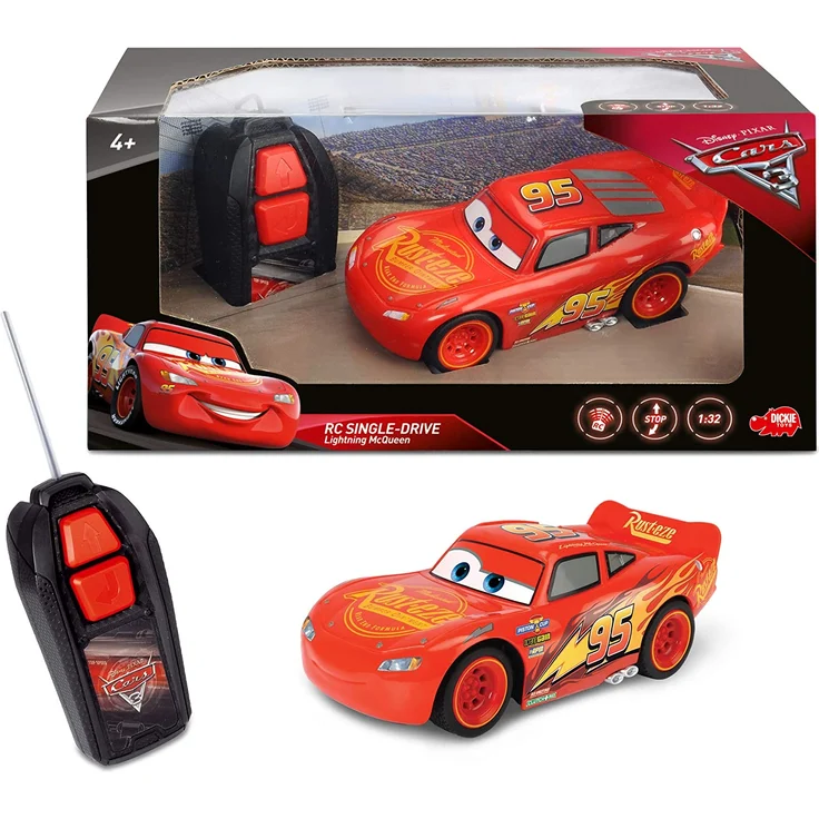 Dickie Toys RC Cars 3 Lightning McQueen Single Drive, Ferngesteuertes Auto, RC Auto, Spielzeugauto mit 1-Kanal Funkfernsteuerung, 14 cm – Bild 4