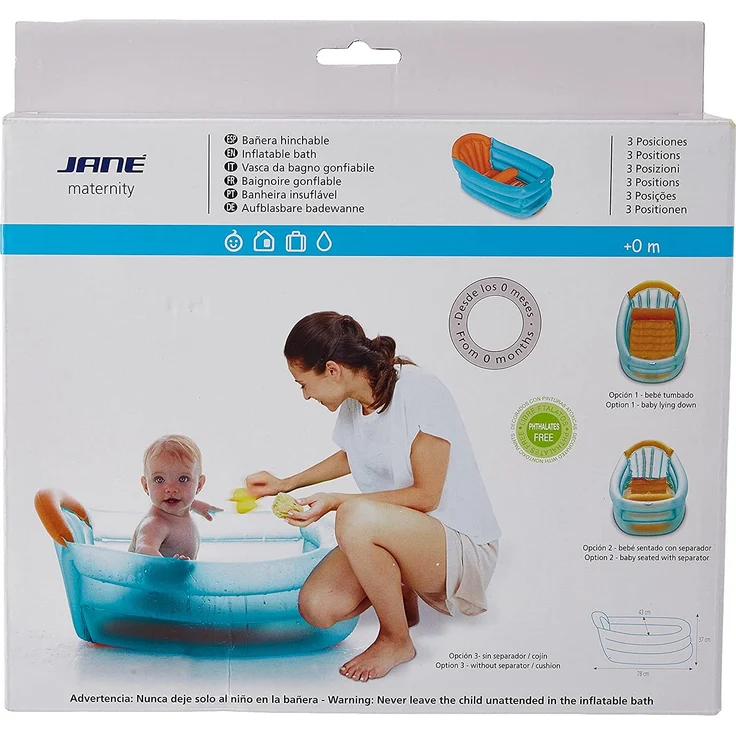 Aufblasbare Babybadewanne mit 3 Positionen, 30 Liter, Geeignet ab der Geburt, wächst mit durch die 3 Positionen, mit Mittelteil und Kopfstütze. – Bild 4