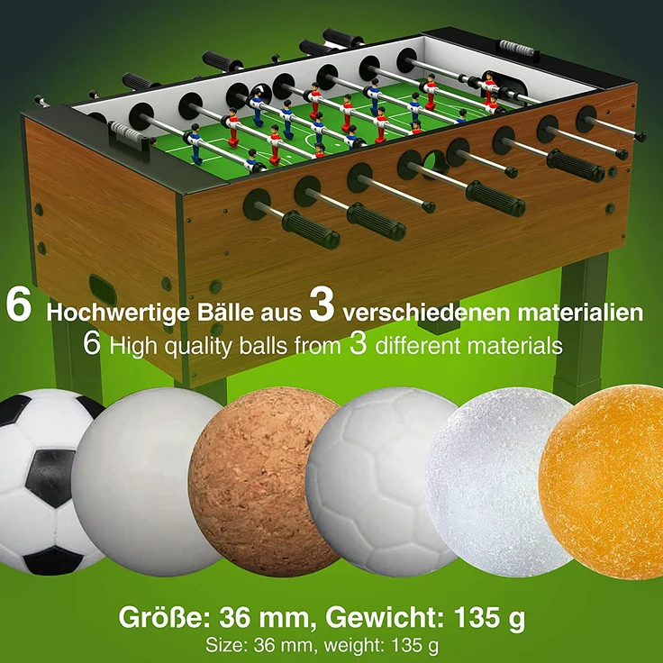 GOODS+GADGETS 6X Stück Speedball Profi Kickerbälle für Tischfussball Tischkicker Kicker-Ball Set Auswahl Verschiedene Sorten (Kork, PE, PU, ABS) 35mm (6er Set) – Bild 3