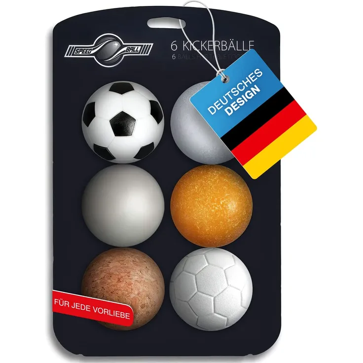 GOODS+GADGETS 6X Stück Speedball Profi Kickerbälle für Tischfussball Tischkicker Kicker-Ball Set Auswahl Verschiedene Sorten (Kork, PE, PU, ABS) 35mm (6er Set)