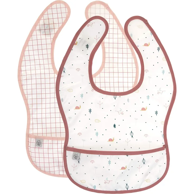 LÄSSIG Baby Lätzchen Set 2 Stk. mit Auffangschutz wasserabweisend/Garden Explorer girls
