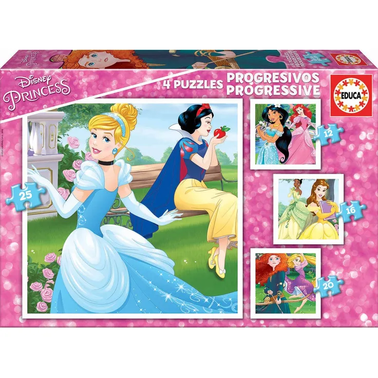 Educa 17166 - Progressive Puzzles Disney Princess 12+16+20+25'