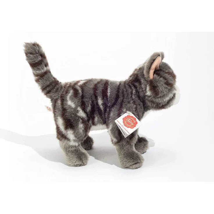 Teddy Hermann 918226 Katze stehend Plüsch, grau/getigert, 20 cm – Bild 2