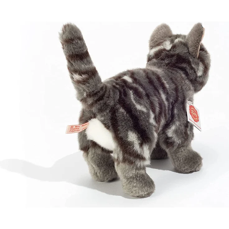 Teddy Hermann 918226 Katze stehend Plüsch, grau/getigert, 20 cm – Bild 3