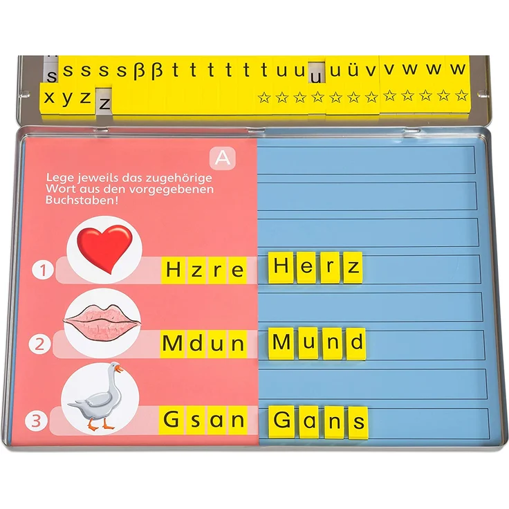 Betzold 86570 - Lese-Magnetbox mit 213 Buchstaben-Blöcken - Lernspielzeug Lesen Lernen Lesebox Deutsch-Unterricht Kinder Grundschule – Bild 8