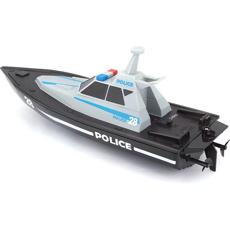 Maisto Tech R/C Polizeiboot: Ferngesteuertes Spielzeugboot im Polizei-Look, 35 Meter Reichweite, Akku mit USB-Ladefunktion, 34 cm, schwarz (582196) – Bild 4