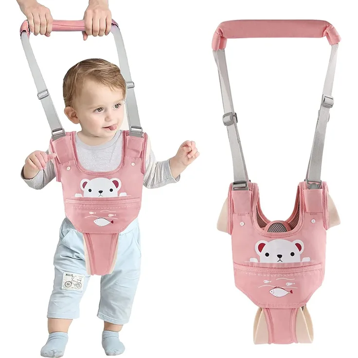 IULONEE Lauflernhilfe Gehhilfe für Baby Einstellbar Ergonomisch Stehen Gehen Lernen Helfer Verstellbar Walker mit Abnehmbarem Schritt für Kleinkind 9-24 Monthe(Rosa)