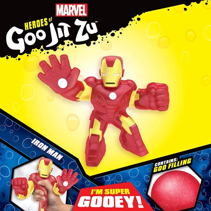 Heroes of Goo Jit Zu, super stretchy Action-Figur mit einzigartigen Füllungen, lizenzierte Marvel-Edition: Iron Man - Preisvergleich – Bild 4