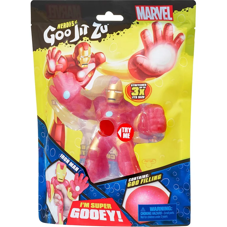 Heroes of Goo Jit Zu, super stretchy Action-Figur mit einzigartigen Füllungen, lizenzierte Marvel-Edition: Iron Man - Preisvergleich – Bild 5