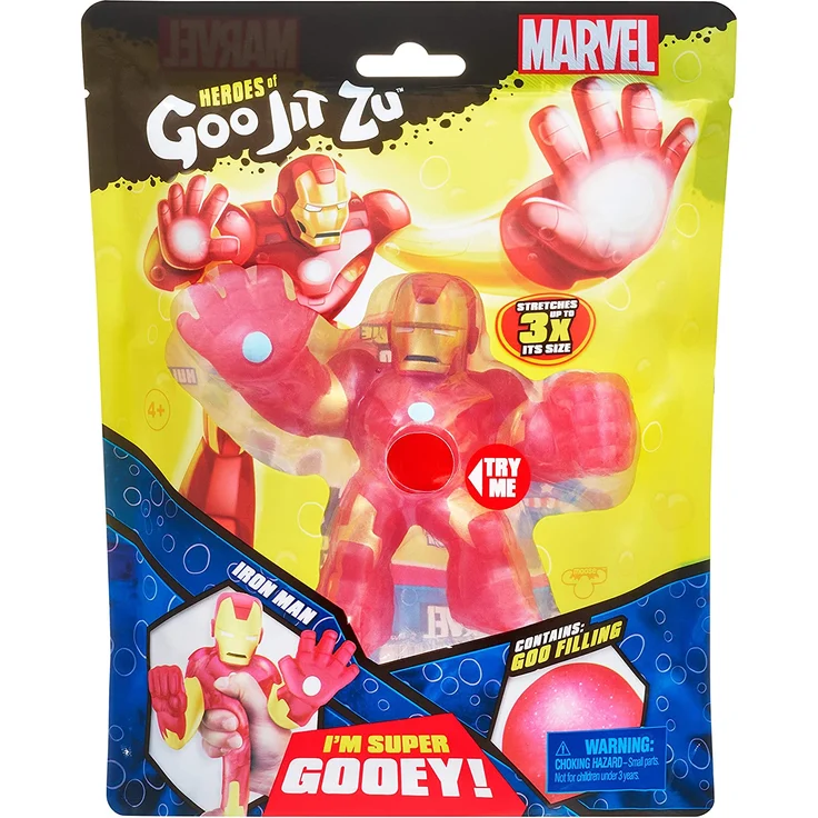 Heroes of Goo Jit Zu, super stretchy Action-Figur mit einzigartigen Füllungen, lizenzierte Marvel-Edition: Iron Man - Preisvergleich – Bild 2