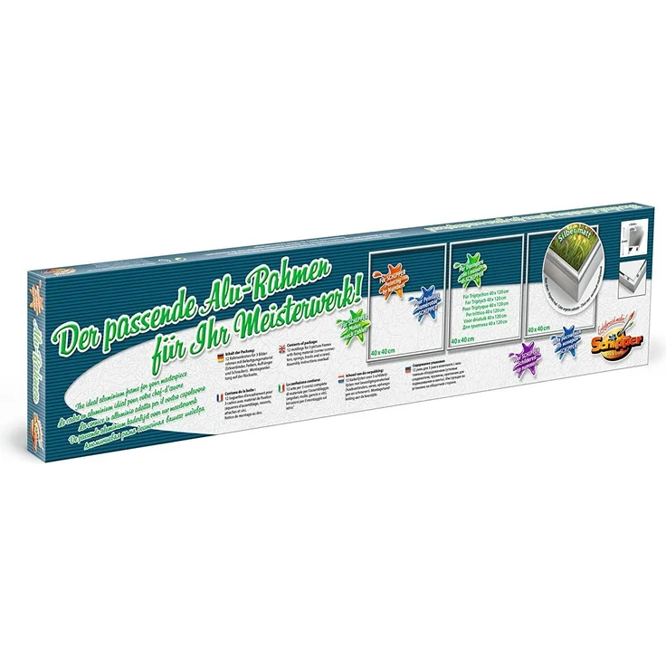 Schipper 605270766 Malen nach Zahlen, Alurahmen Triptychon, 120 x 40 cm, silber matt ohne Glas für Ihr Kunstwerk, einfache Selbstmontage – Bild 2
