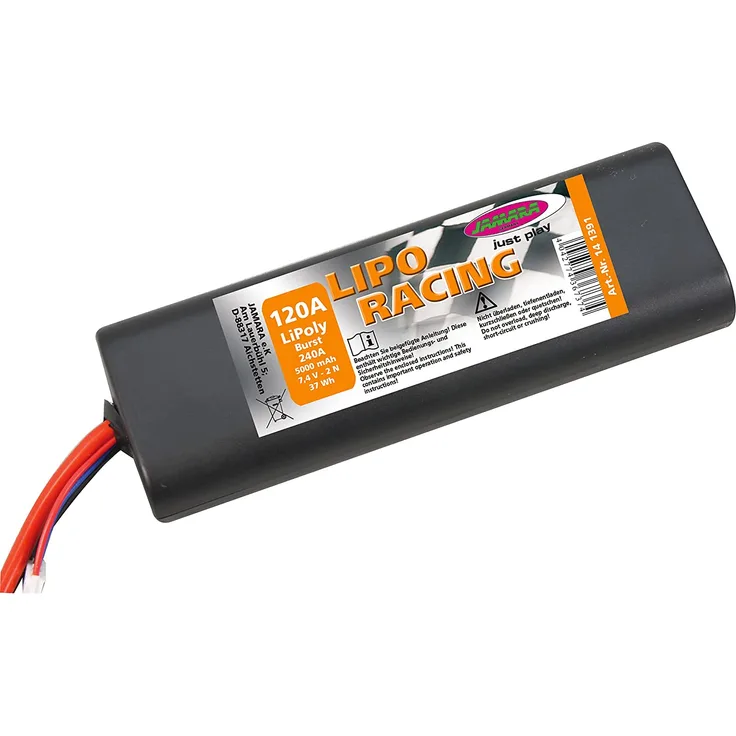 Jamara 141391 - Akkupack LiPo-Racing, 7.4 V 5000 mAh 2N 30C