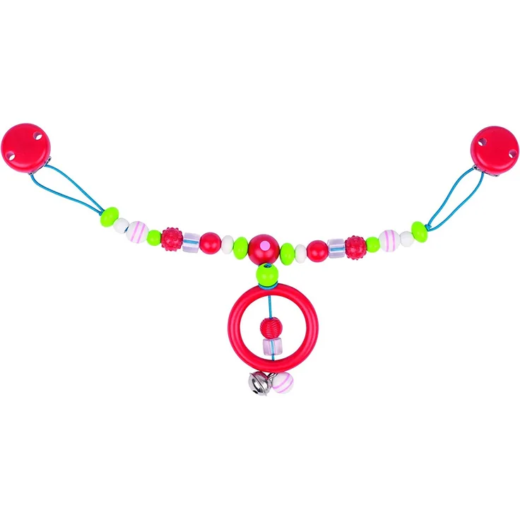 Heimess Kinderwagen Kette mit Clips (gestreift rosa Perle)
