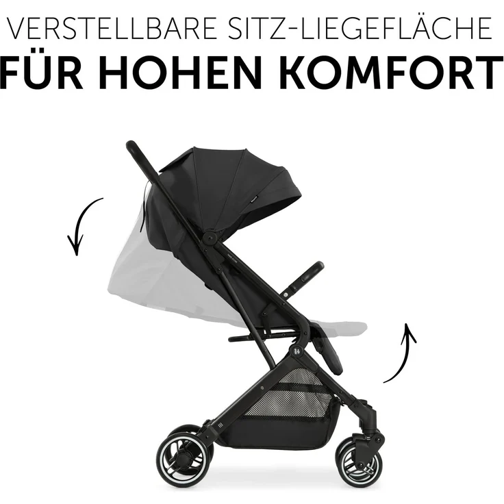 hauck Reise Buggy Travel N Care, für Kinder, bis 25 kg Belastbar, Leicht, Kompakt, Komfortable Sitz-/Liegefunktion, Leichtlaufräder, Federung, UV-Schutz 50+, Einhändig Klein Faltbar, Schwarz – Bild 4