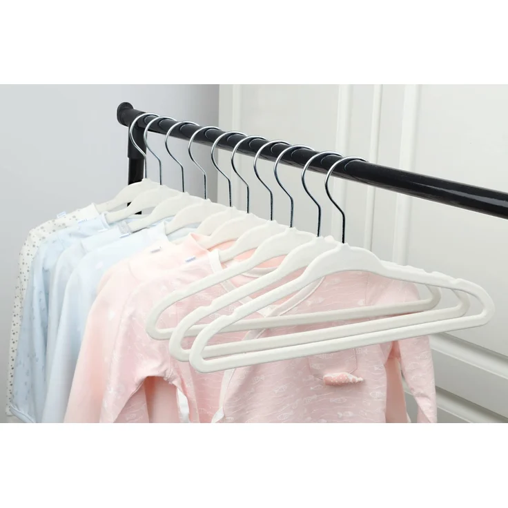 ManGotree Baby-Kleiderbügel aus Samt, Kleinkind-Kinderbügel mit drehbarem Haken, Eingekerbtes Schulter-Design für Kinder- und Kinderkleidung (30 Stück, Cremeweiß) – Bild 6