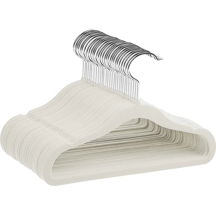 ManGotree Baby-Kleiderbügel aus Samt, Kleinkind-Kinderbügel mit drehbarem Haken, Eingekerbtes Schulter-Design für Kinder- und Kinderkleidung (30 Stück, Cremeweiß) – Bild 1