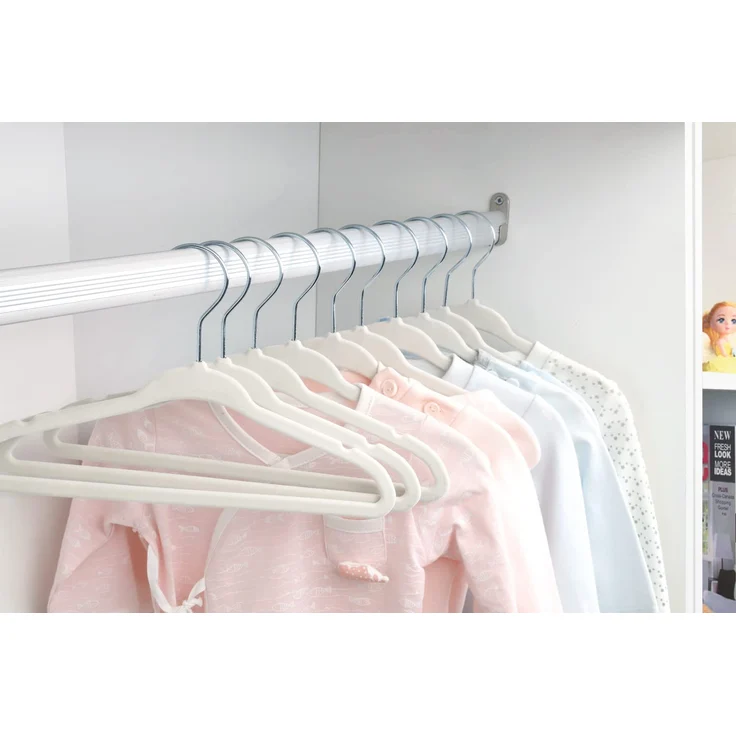 ManGotree Baby-Kleiderbügel aus Samt, Kleinkind-Kinderbügel mit drehbarem Haken, Eingekerbtes Schulter-Design für Kinder- und Kinderkleidung (30 Stück, Cremeweiß) – Bild 7