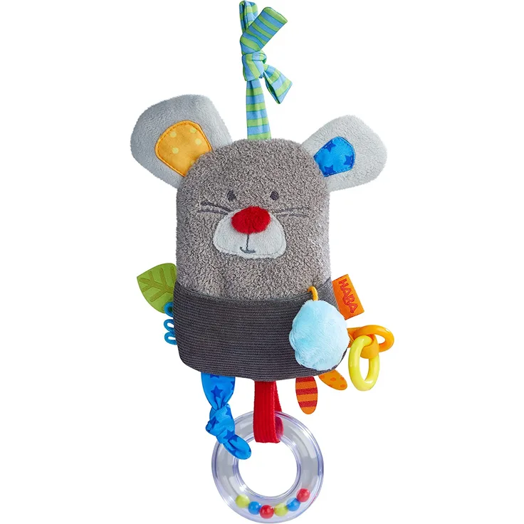 HABA 304690 - Hängefigur Maus, Baby-Spielzeug für Babyschale, Laufstall oder Gitterbett, Spielzeug ab 6 Monaten