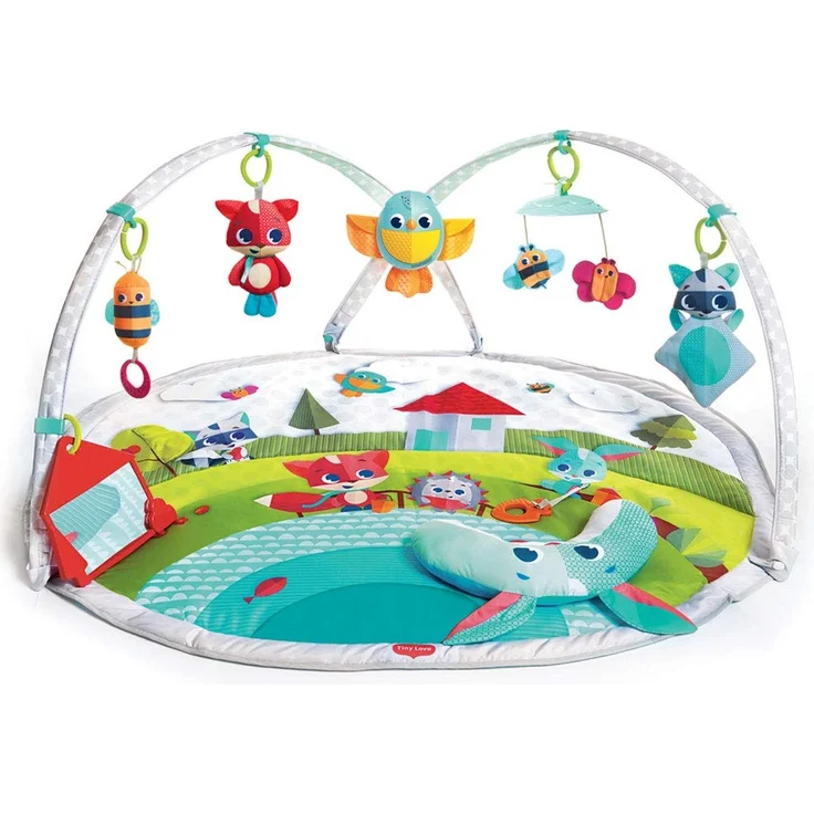 Tiny Love Dynamic Gymini Meadow Days Spieldecke, Baby-Krabbeldecke mit Spielzeug-Rekorder, sowie Musik- und Lichteffekten, geeignet ab der Geburt, 100 x 90 cm, mehrfarbig – Bild 1