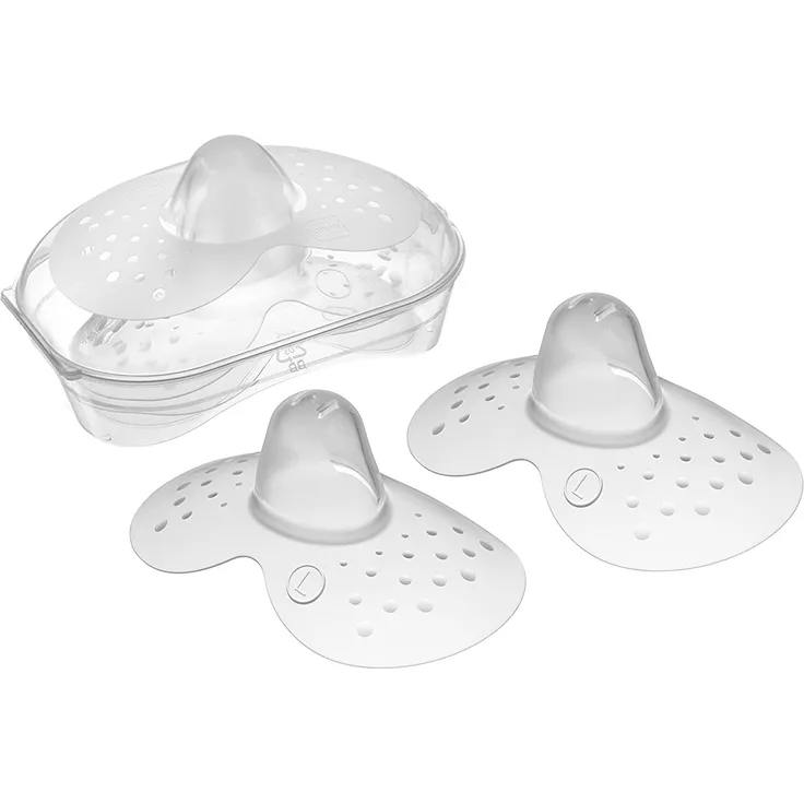 MAM Nippelschoner Größe 1 E104 - Brustwarzenbeutel aus extra weichem Silikon, Nippelschutz zum Stillen mit Selbststerilisierung, ab 0 Monaten - transparent, weiß, 2 Stück, 3 g