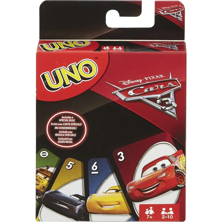 Mattel Games FDJ15 UNO Cars 3 Kartenspiel für Kinder, geeignet für 2 - 10 Spieler, Spieldauer ca. 15 Minuten, ab 7 Jahren