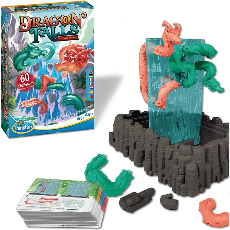 ThinkFun 76496 Dragon Falls - 3D Logikspiel, für Kinder und Erwachsene, Brettspiel ab 1 Spieler, ab 8 Jahren