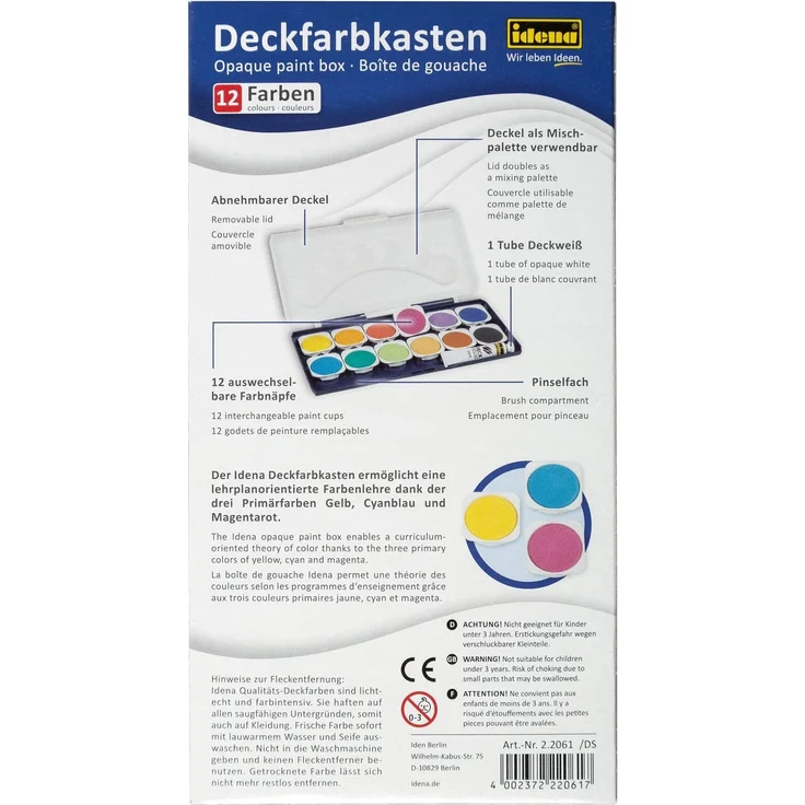 Idena Deckfarbkasten 12er 1 Tube Deckweiß – Bild 2