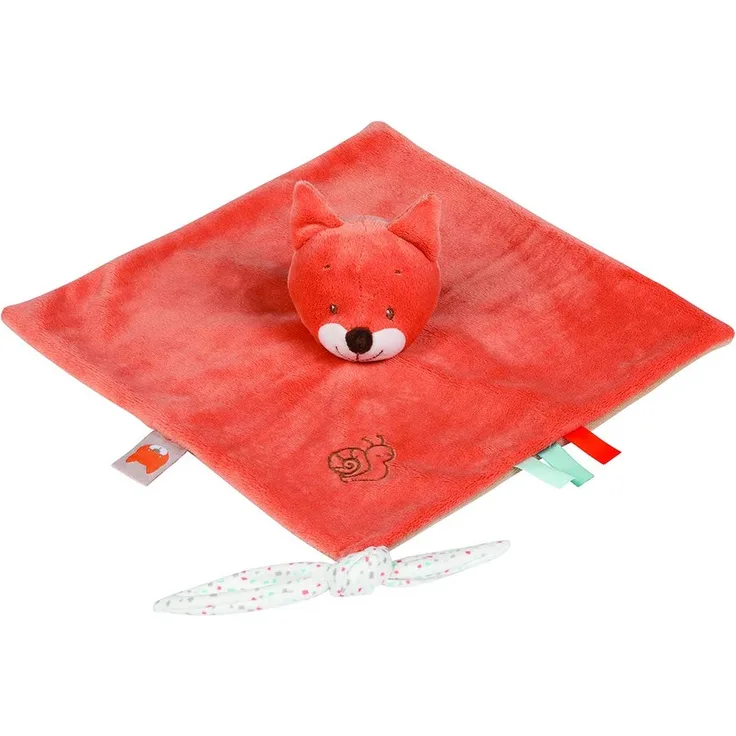Nattou Schnuffeltuch Fuchs Oscar mit Befestigung für Schnuller, 28 x 28 cm, Fanny und Oscar, Orange