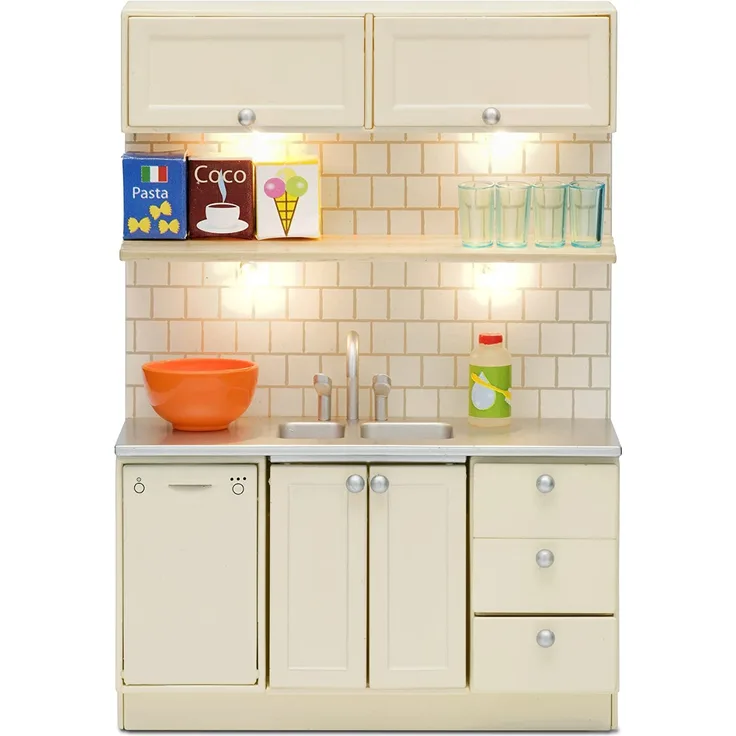 Lundby 60.2094.00 - Spüle und Spülmaschine, Minipuppen mit Zubehör