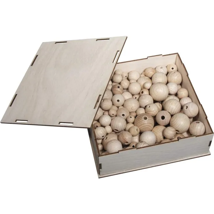 Rohholzkugeln Sammelbox, 222 Stück in 8 Größen