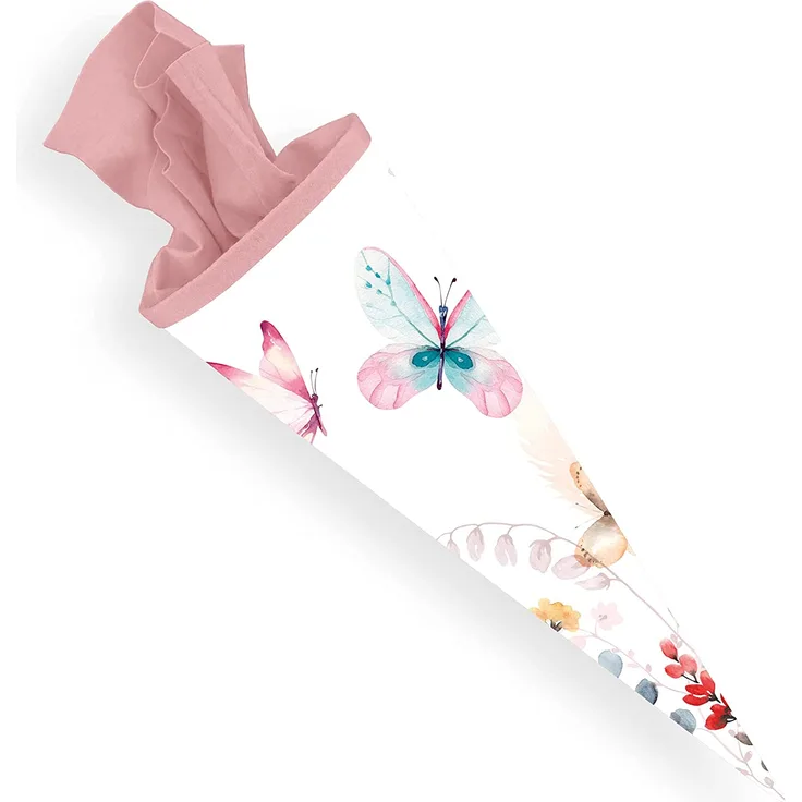 itenga Schultüte 70cm groß rund Schmetterling Einschulung Schulanfang - Zuckertüte für Mädchen