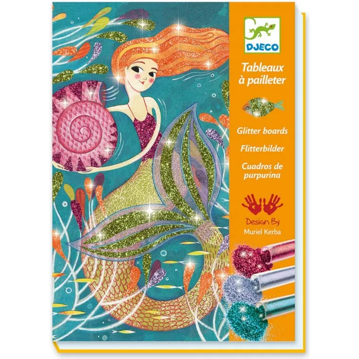 Djeco Glitzersandbilder Meerjungfrauen Mermaids 4 verschiedene Motive Bastelset mit Zubehör