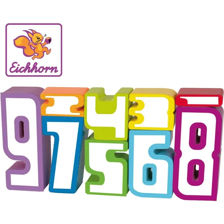 Eichhorn 100003409 - Rechenbausteine aus Holz, Zahlen in unterschiedlichen Größen, Rechenhilfe, 9-tlg., Birkenholz