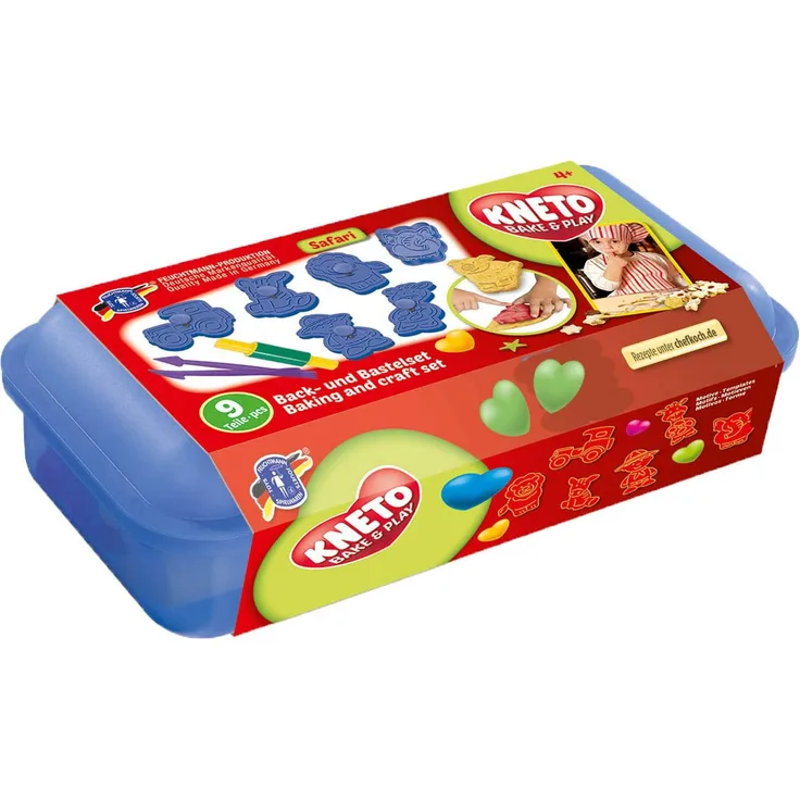 Feuchtmann Spielwaren 6219049 - Kneto Bake and Play Knet und Backset Safari, 10-teilig