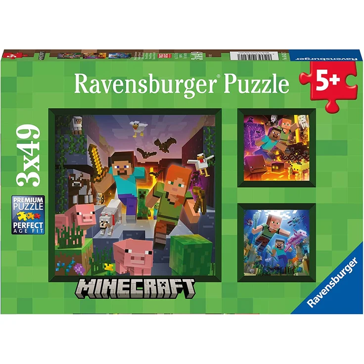 Puzzle: Minecraft Biomes (3x49 Teile) - Preisvergleich – Bild 1